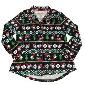 Hanna Anderson Christmas Gnome Sweet Gnome Cozy Flannel Button Up Pajama Top  S